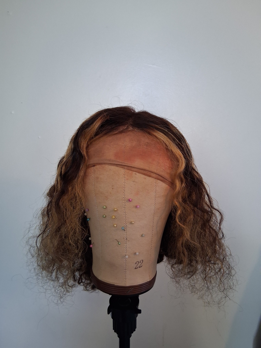 Wavy Brown Lace Front Wig with Blonde Highlights